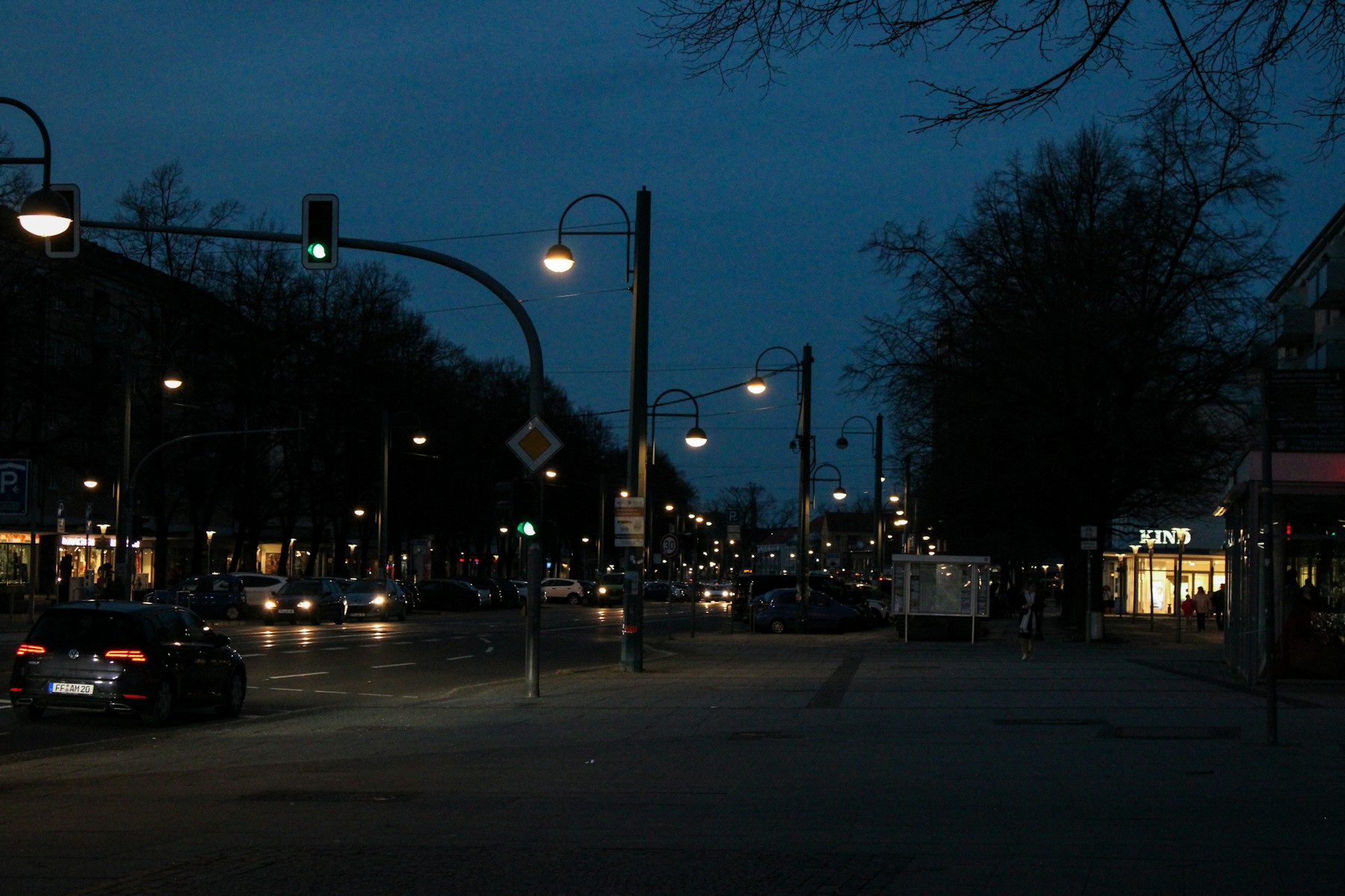The same city street before Halation grading