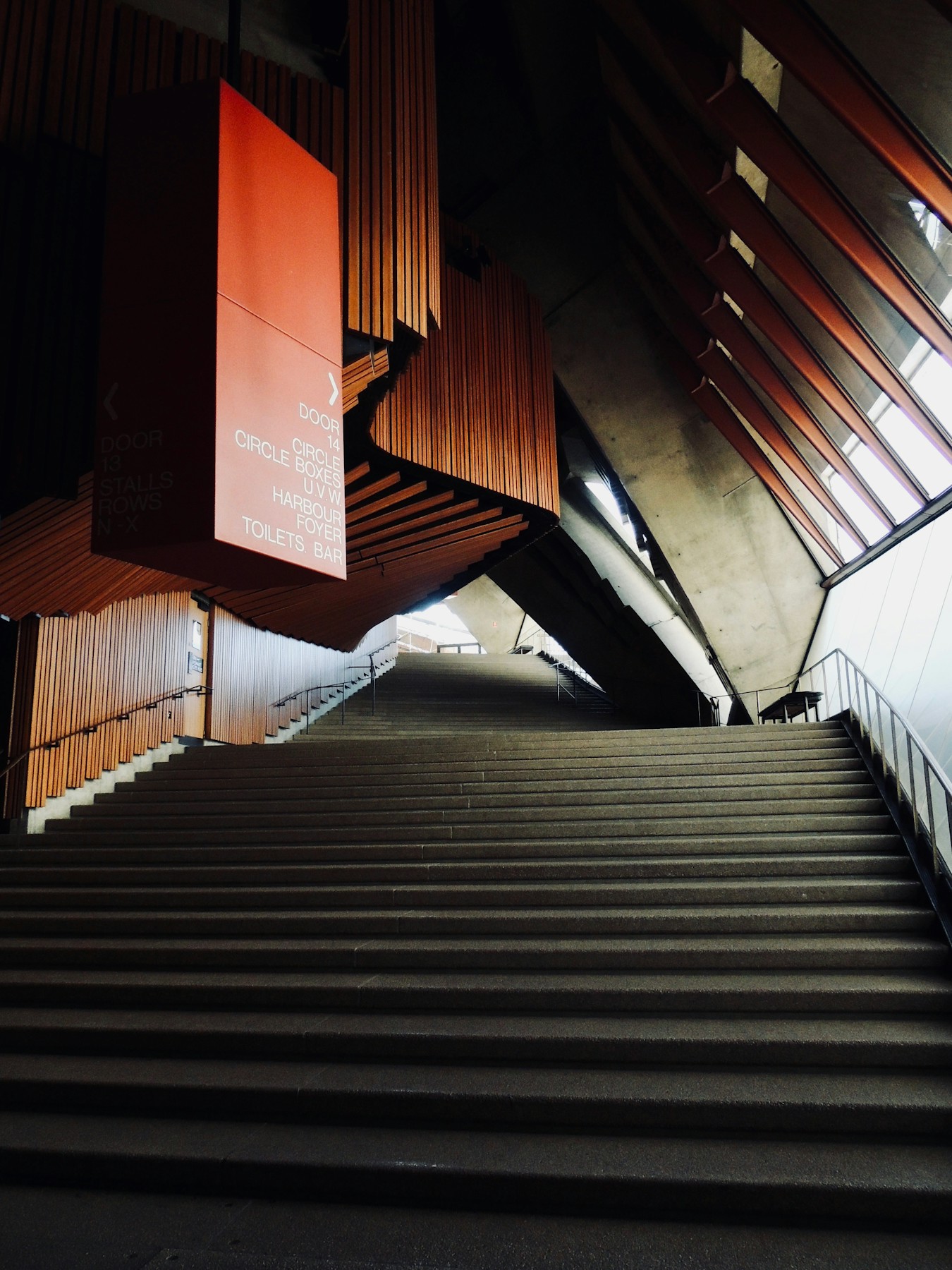 The same concrete stairs before Halation grading
